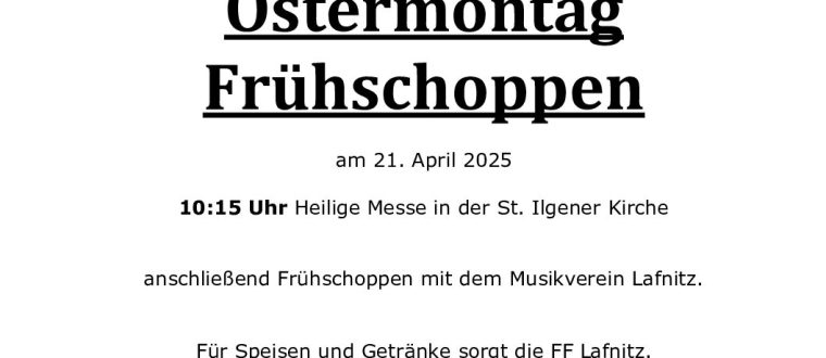 Einladung: Frühschoppen Ostermontag