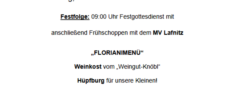 Einladung: Florianifest 18.05.2025
